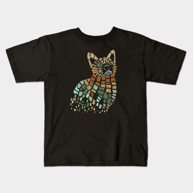 Colorful Abstract Cat Kids T-Shirt by Suneldesigns